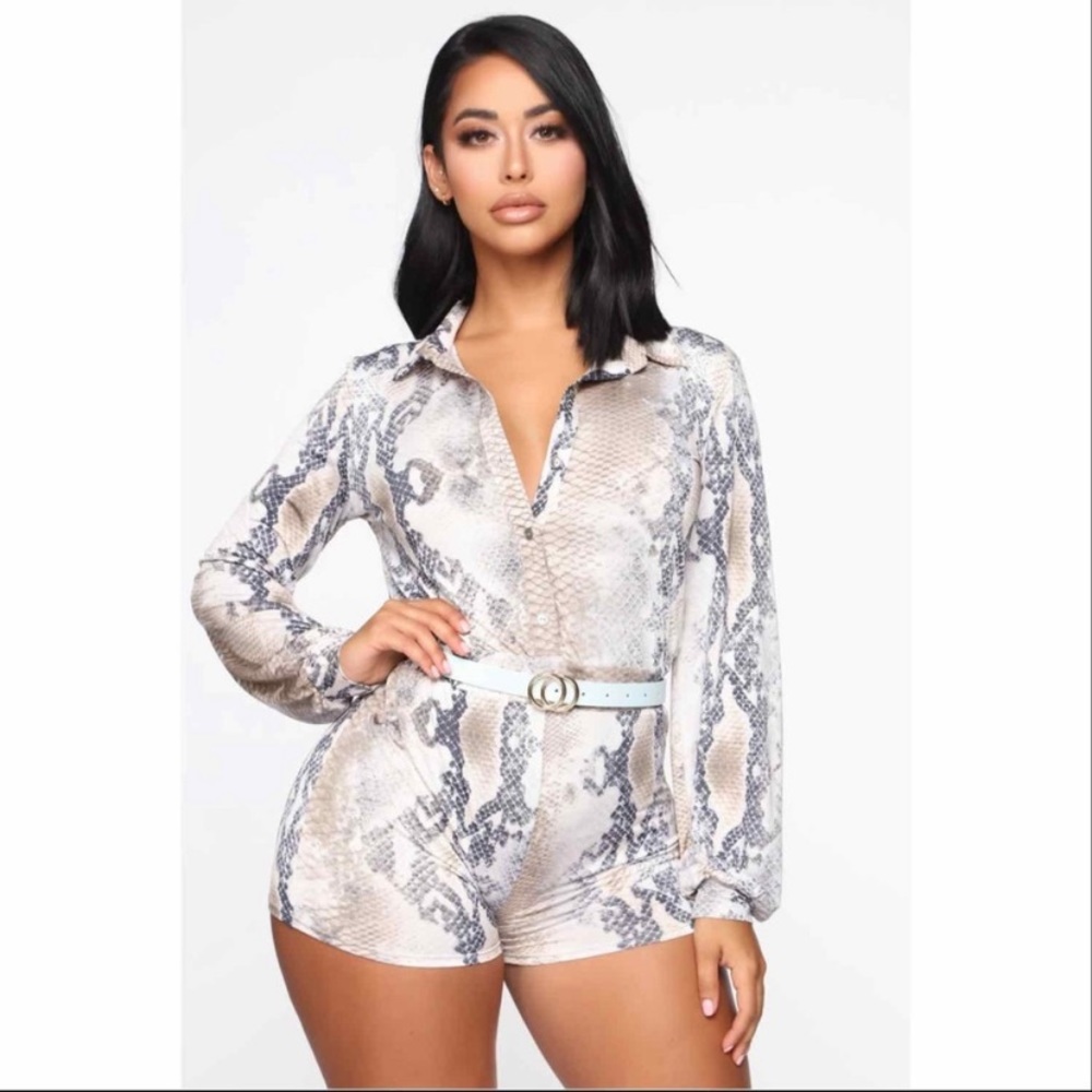 Fashion Nova Snake Print Romper